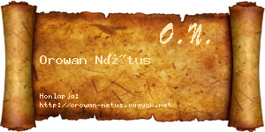 Orowan Nétus névjegykártya
